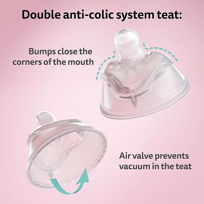 Herobility Double Anti-Colic Baby Bottles – 8.5 fl oz/240ml – 3-Pack