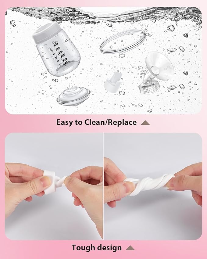 Breast Pump Parts Compatible with Spectra S1/S2/9 Plus, Not Original Accessories, 4 Set Replacements Include 15mm Flanges, Valves, Backflow Protectors (Duckbills Included), Tubings and Bottles