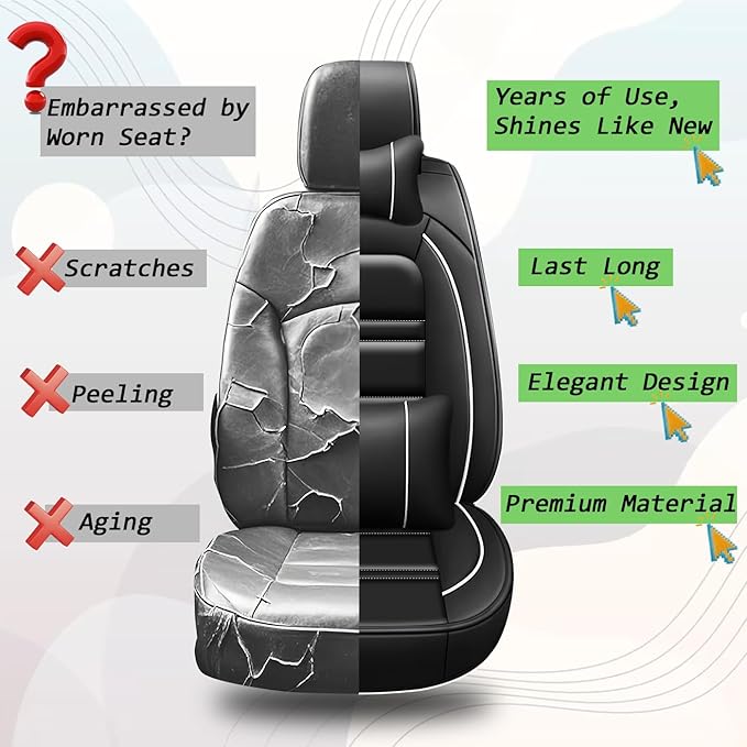 Car Seat Covers for Chevy Cruze 2011-2019 | 5-Seats Seat Covers, Waterproof Seat Protectors, Automotive Seat Covers (Full Set with Pillow,Black&White Line)