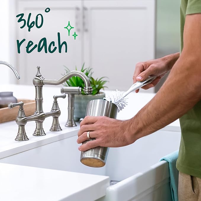 Scotch-Brite Glass and Water Bottle Brush, Long-Lasting Bristles, Safe On Multiple Types of Water Bottles, Baby Bottles, Vases, and More (6-Pack)