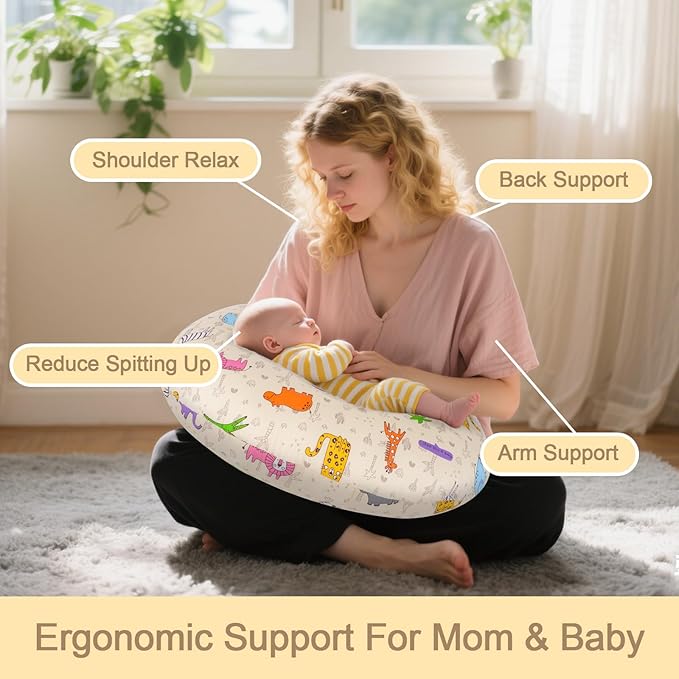 Baby Nursing Pillow for Breastfeeding, Adjustable Breast Feeding Pillow for Bottle Feeding, Breastfeeding Essentials for Mom and Baby Healthier Nursing, Bobby Pillow for Newborn,Removable Cotton Cover