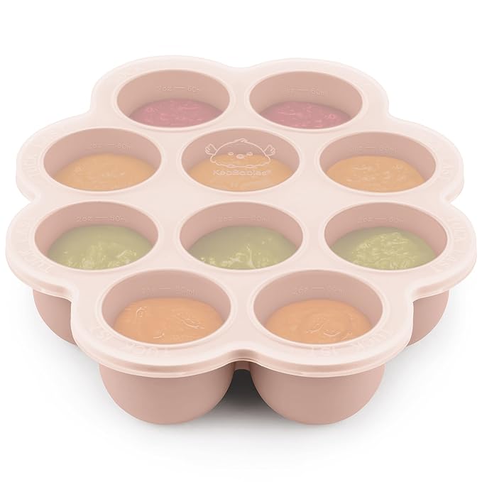 KeaBabies Silicone Food Freezer Trays with Lid, 2oz x 10 Pods Baby Food Storage Containers, Easy Puree Meal Prep, Breast Milk Silicone Freezer Molds, Dishwasher,Microwave Safe,BPA-Free Tray(Dusk)