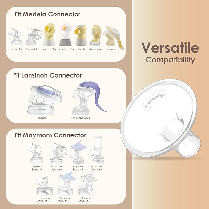 Maymom MyFit 27mm Shields, Large; Compatible with Medela Breast Pump- Freestyle, Harmony, Maxi, PersonalFit, Freestyle Flex Connector; Connect to Maymom Widemouth/Narrow Connector, 2pcs