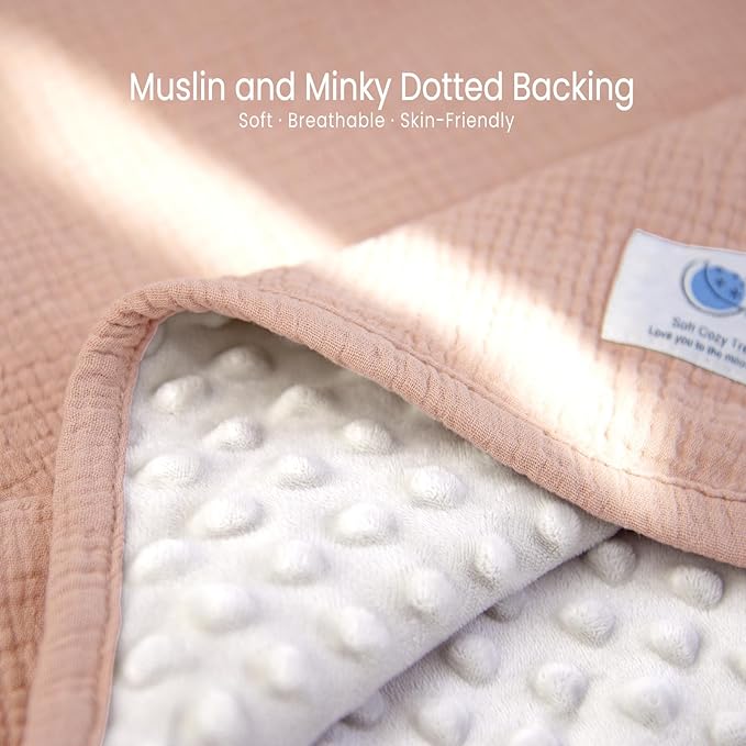 lulumoon Baby Blanket for Newborn Receiving: Minky Dot & Muslin Lightweight - Thermal Blanket Gift for Baby Shower & Hospital Welcoming 30"x40"（Pink）