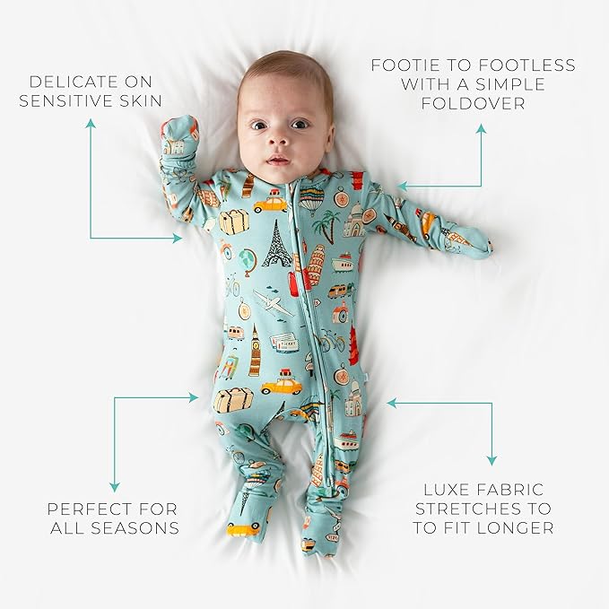Posh Peanut Convertible Baby Sleepers - Girls Footless Baby Pajamas with 2 Way Zipper for Easy Diaper Changes