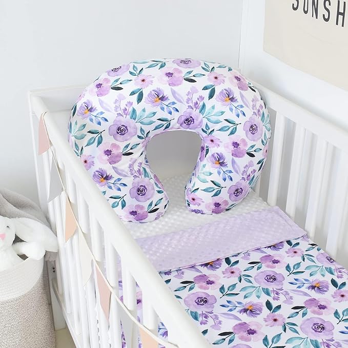iEvolve Minky Nursing Pillow Cover Breast Feeding Pillow Cover Slipcover U Shape for Baby Boy Girl,Cover Only(PurpleRose)