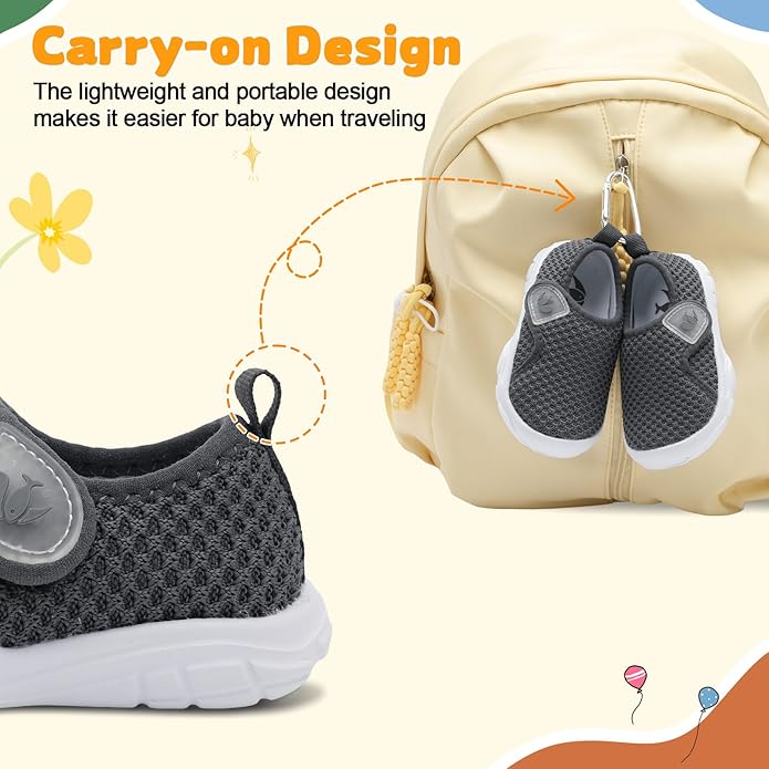 FEETCITY Baby Shoes Boys Girls First Walking Shoes Infant Sneakers Lightweight Slip On Shoe