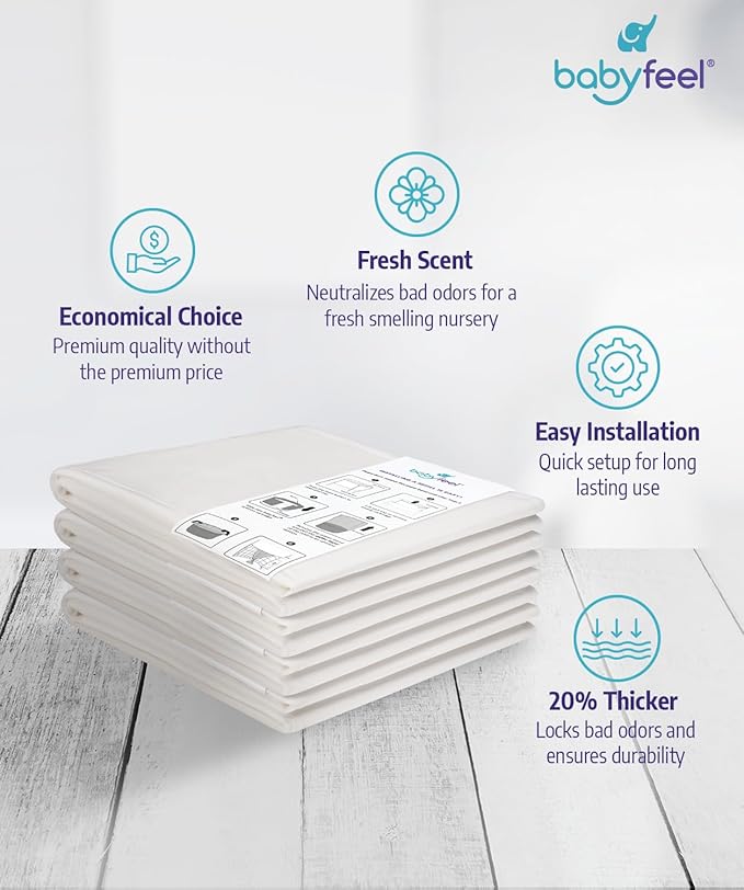Babyfeel Refills Compatible with DEKOR MINI Diaper Pails | 8 Pack | Exclusive 20% Extra Thickness | Diaper Pail Refills with Powerful Odor Elimination | Powder Scent | Holds up to 2640 Diapers