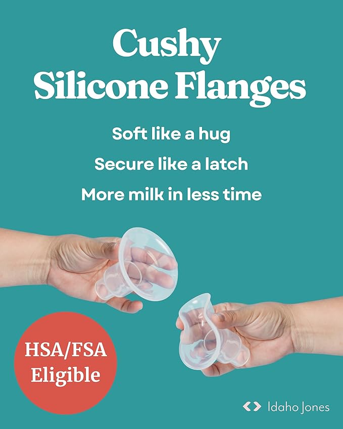 Smaller Cushy Silicone Flanges, Breast Shields - Replacement Pump Parts - for Spectra, Lansinoh, Medela Pumps - Great for Elastic Nipples - Double (2 Pack) - 15mm