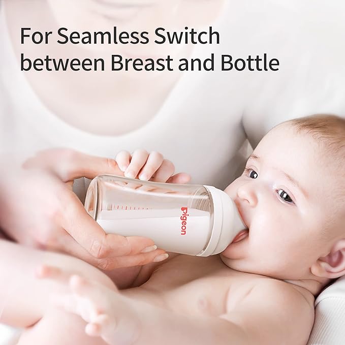 Pigeon Silicone Nipple (L) with Latch-On Line, Natural Feel, 6+ Months, 4 Counts
