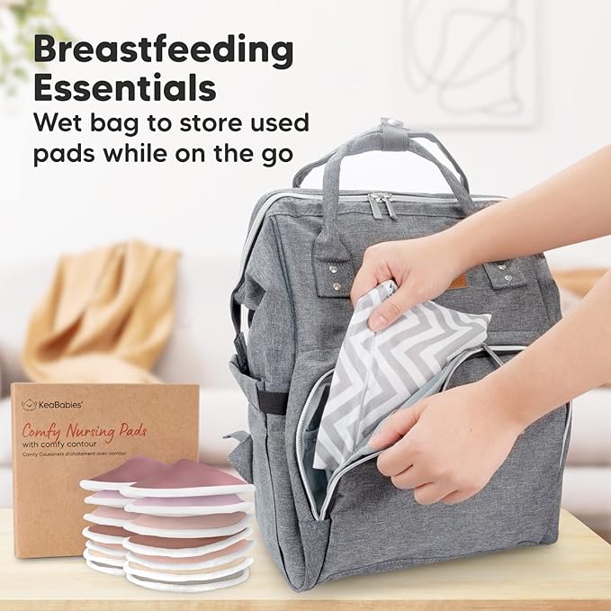 Organic Nursing Pads - 14 Washable Viscose Derived from Bamboo Breastfeeding Pads, Wash Bag, Reusable Breast Pads for Breastfeeding, Nipple Pads for Breastfeeding Essentials(Plum, XL 5.5")