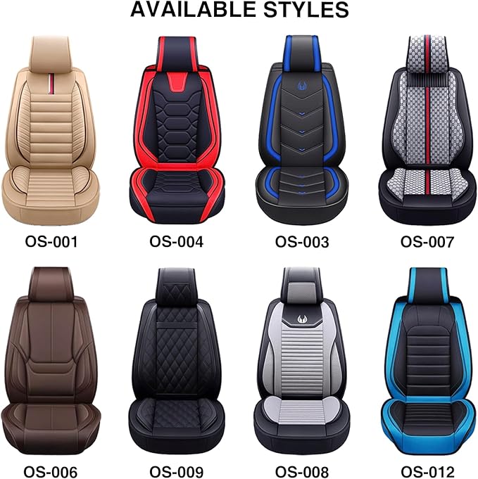 OASIS AUTO Car Seat Covers Premium Waterproof Faux Leather Cushion Universal Accessories Fit SUV Truck Sedan Automotive Vehicle Auto Interior Protector Front Pair (OS-001 Brown)