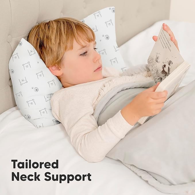 Toddler Pillow with Pillowcase - 13x18 My Little Dreamy Kids Travel Bed Pillows for Sleeping, Organic Cotton Small Pillowcase, Soft & Breathable, Machine Washable, Toddlers 2-5 years old (Bumble Bear)