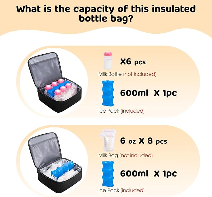 Pump Bag for Spectra S1 S2, Wearable Breast Pump Bags with Ice Pack, Pumping Bag with Waterproof Mat for Pump Accessories, Insulated Bottle Bags for Work Travel and Family, Black