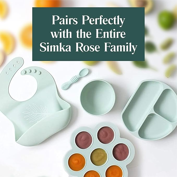 Simka Rose Baby Bowl and Spoon Set, Suction Bowls for Toddler, BPA-Free Silicone, Dishwasher and Microwave Safe Feeding Supplies (Lilac)