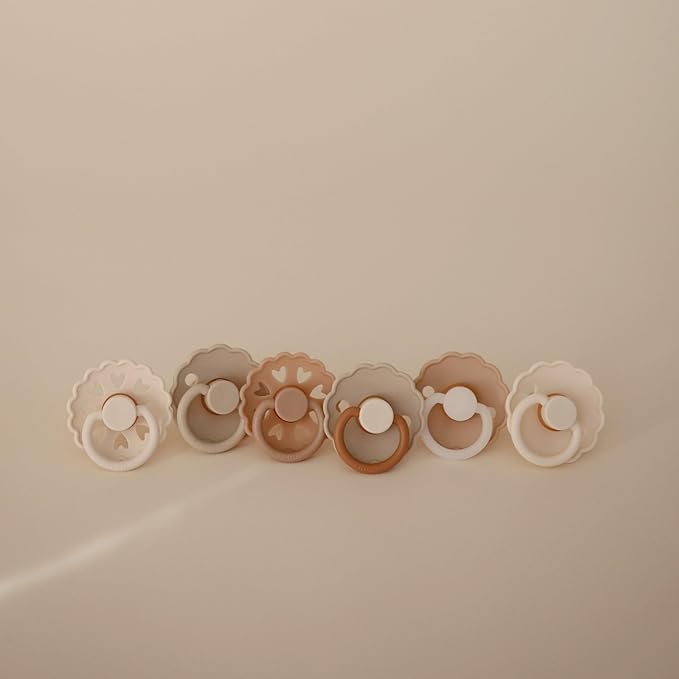FRIGG SilkySoft Silicone Baby Pacifier 6-Pack Cinnamon Charm | Made in Denmark | BPA-Free (0-6 Months)