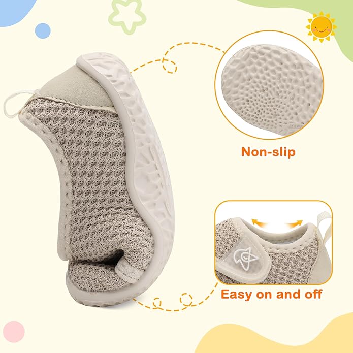 LeIsfIt Baby Shoes Boys Girls First Walking Shoes Non-Slip Infant Sneakers Lightweight Slip-on Crib Sneakers for First Walkers