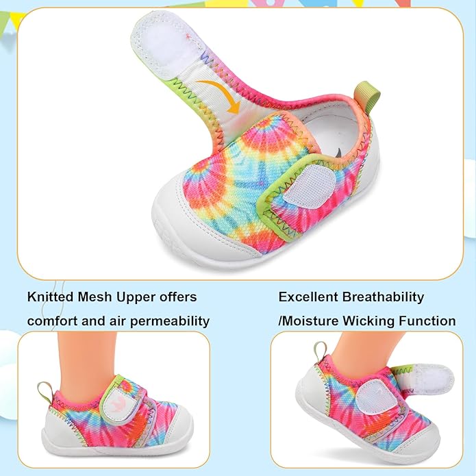 FEETCITY Baby First Walking Shoes Boys Girls Infant Sneakers Crib Shoes Breathable Lightweight Slip On Shoes
