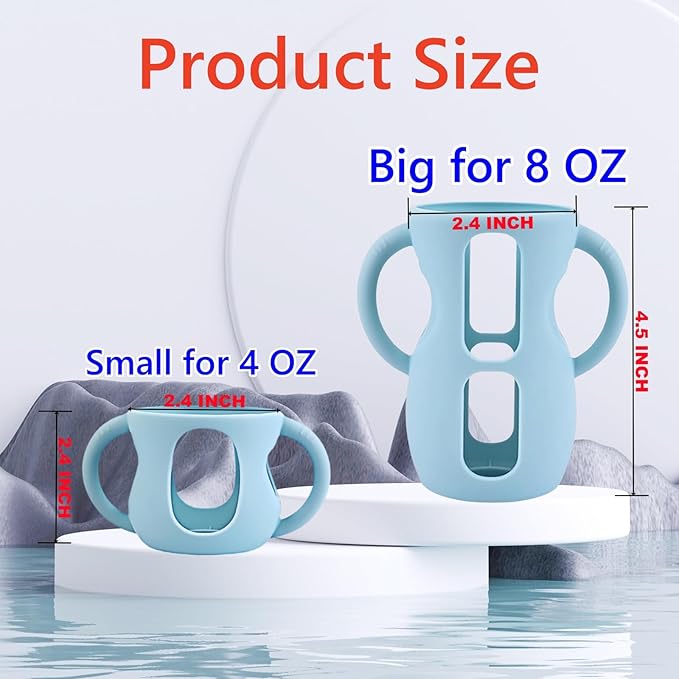 4 Pack Silicone Sleeves for Avent Natural Glass Baby Bottles, Silicone and Easy-Grip Handles for Drop Protection, Compatible with Philips Avent 4/8 OZ Glass Bottle (2 Pink+2 Purple, 4 OZ)