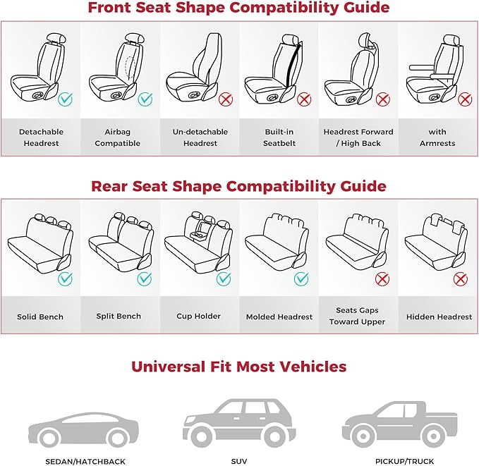 FREESOO Front Seats 2PCS Leather Car Seat Covers, Ultra Breathable Waterproof Seat Covers for Cars Trucks SUV, Carseat Protector Car Seat Cover Fit for Most Vehicles, Black Green
