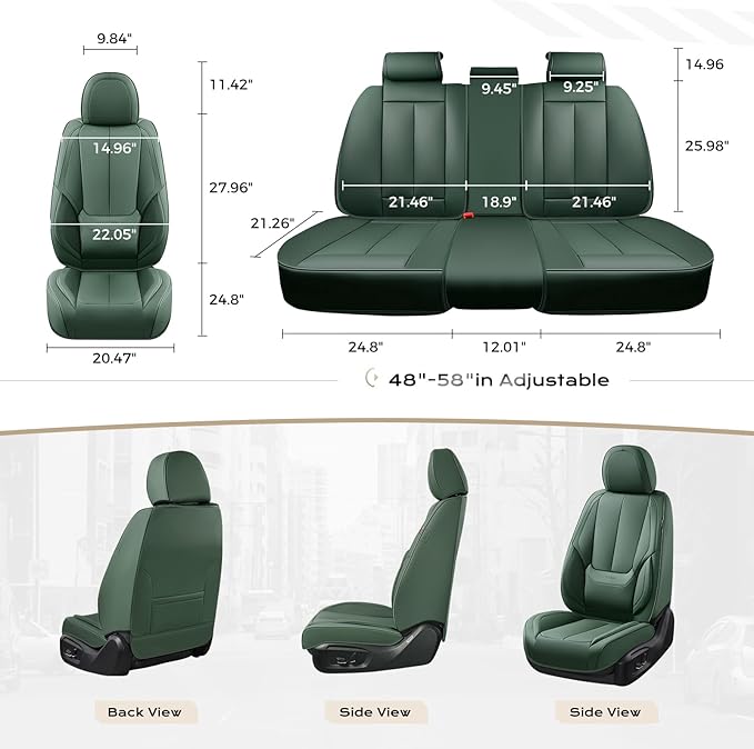 Coverado Car Seat Covers Full Set, Car Seat Protector Waterproof, Nappa Leather Car Seat Cushion, Seat Covers for Cars, Front Seats and Back Universal Fit for Most Cars