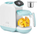 Chefhandy Baby Food Maker, Steamer & Blender, Puree Maker with Auto/Manual Blend, Steam Basket, Bottle Warmer & Sterili-zer, Compact Easy-to-Clean Baby Food Processor (White Blue)
