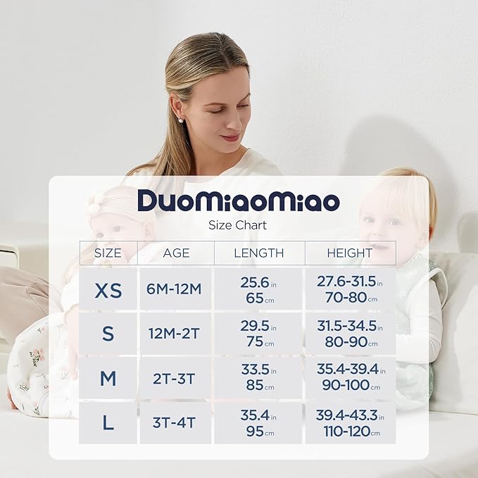 Duomiaomiao 0.5 TOG Toddler Sleep Sack 12-24 Months 100% Cotton Lightweight Baby Sleep Sack with Feet, Breathable Comfy Toddler Wearable Blanket