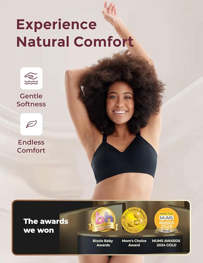 Momcozy Nursing Bras for Breastfeeding, YN21 Seamless Ultra Comfort Maternity Bra, Natural Shape, Pregnancy Sleep Bralette