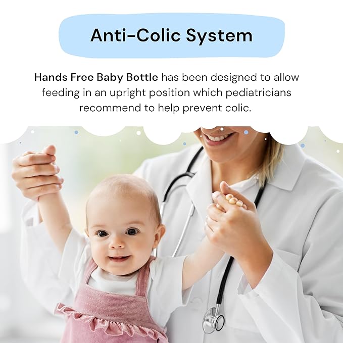 Hands-Free Baby Bottle - Anti-Colic Nursing System 9 oz Baby Bottle with Fast Flow Nipple/Teat 3m+ Infant with Tube Straw Feeding System for Toddler (1 Bottle - Pink)