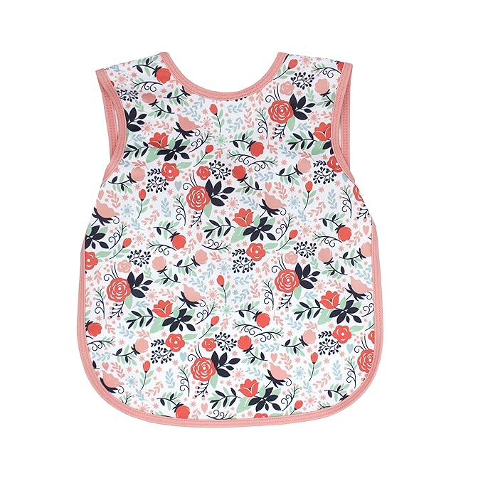 BapronBaby Vintage Rose Bapron - No Neck Tie Safer Bib for Baby & Toddler - Soft Waterproof Stain Resistant - Machine Washable - Sz Preschool 3-5yrs