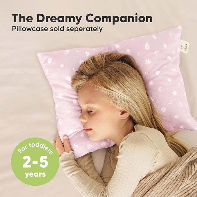 KeaBabies 2-Pack Toddler Pillow 13x18 - Soft Organic Cotton Kids Travel Bed Pillows for Sleeping, School, Nap, Machine Washable, Toddlers 2 to 5, Pillowcase Sold Separately (Daisy)