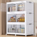 BROVIEW 600Qt Plastic Storage Bins with Lid and Wheels, 3Pack Extra Large Stackable Storage Bins with Dividers,Closet Organizers and Storage Cabinet Collapsible Box Shelves for Home Kitchen,White