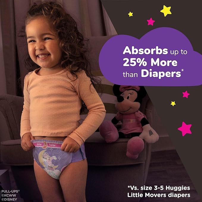 Pull-Ups Girls' Night-Time Potty Training Pants, Size 5T-6T Overnight Training Underwear (46-60 lbs), 44 Ct