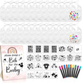 Newwiee 55 Pcs White Bibs for Baby Decorating Design a Bib Decorate Plain newborns Bibs Wooden Sign for Baby Shower Games Kit