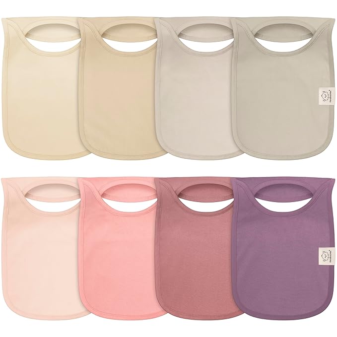 8-Pack Baby Bibs for Boys, Girls - Pullover Bibs for Drooling Teething Baby Girl & Boy Toddler, Newborn, Soft & Absorbent, Cute Colors, Large Torso Coverage Keep Infant Clean & Dry (Dahlia)