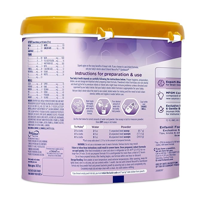 Enfamil NeuroPro Gentlease for easing Fussiness, Crying, Gas, Spit-up in 24 Hrs, Smaller Proteins for Easy Digestion, Brain Supporting DHA, HuMO6* Immune Blend, Baby Formula, 19.5 Oz