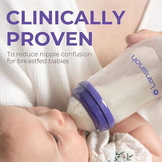Lansinoh NaturalWave Baby Bottle Nipples, Fast Flow, Size F, 6+ Months, 4 Count – 100% Soft, Durable Silicone, Made Without BPA BPS, Anti-Colic, Supports The Baby’s Developing Mouth and Teeth