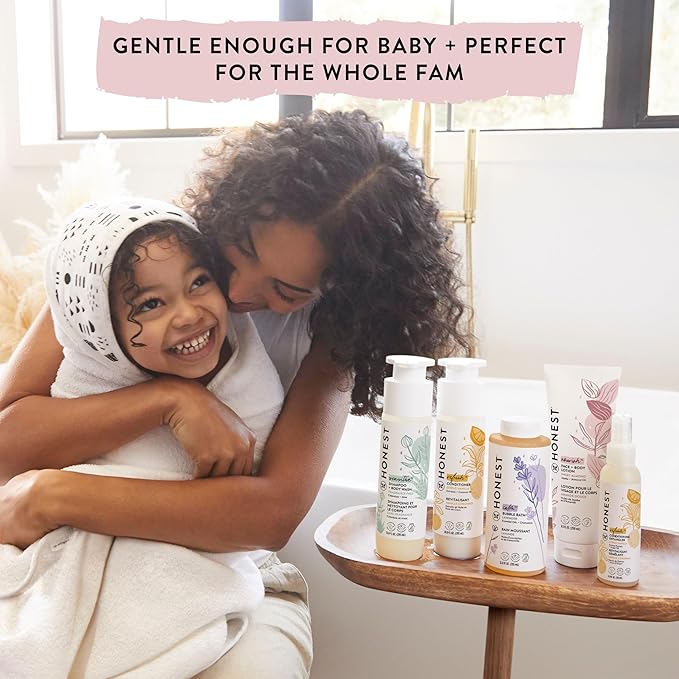 The Honest Company 2-in-1 Cleansing Shampoo and Body Wash and Face and Body Lotion Bundle Gentle for Baby Naturally Derived Lavender Calm 18.5 fl oz