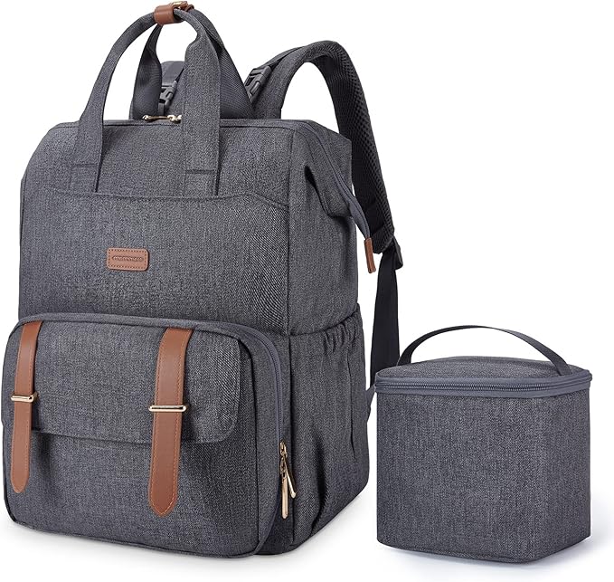 mommore Breast Pump Bag Backpack for Spectra S1,S2 Medela Diaper Backpack for Working Moms with 15.6 inch Laptop Sleeve, Grey