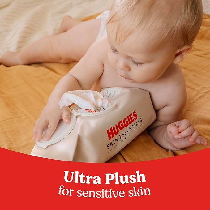 Huggies Skin Essentials Baby Wipes, Hypoallergenic, 99% Water, 6 Flip Top Packs (336 Wipes Total)