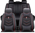 Leather Car Seat Covers Fit for LR Range Rover Evoque 2019-2025, 5 Seater Waterproof and Wear-Resistant Seat Cover Interior Accessories(Full Set with Pillow,Black&Red)
