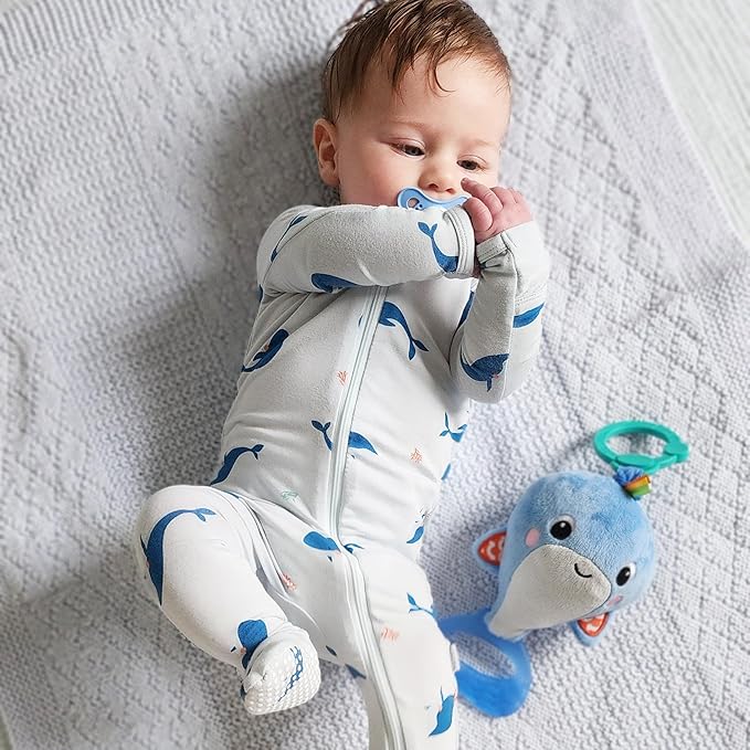 Bamboo Little Soft Baby Footie Pajamas, Baby Clothes, Newborn Sleepers, 95% Viscose and 5% Spandex, 0-24 Months