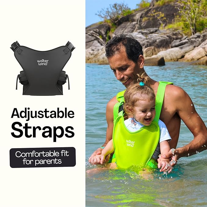 WaterLand Baby Carrier - Innovative Carrier You Can Use Both in Water & Land - Waterproof Infant Chest Holder with Adjustable Straps, Lightweight Toddler Harness for Pool & Beach (SuperPink)