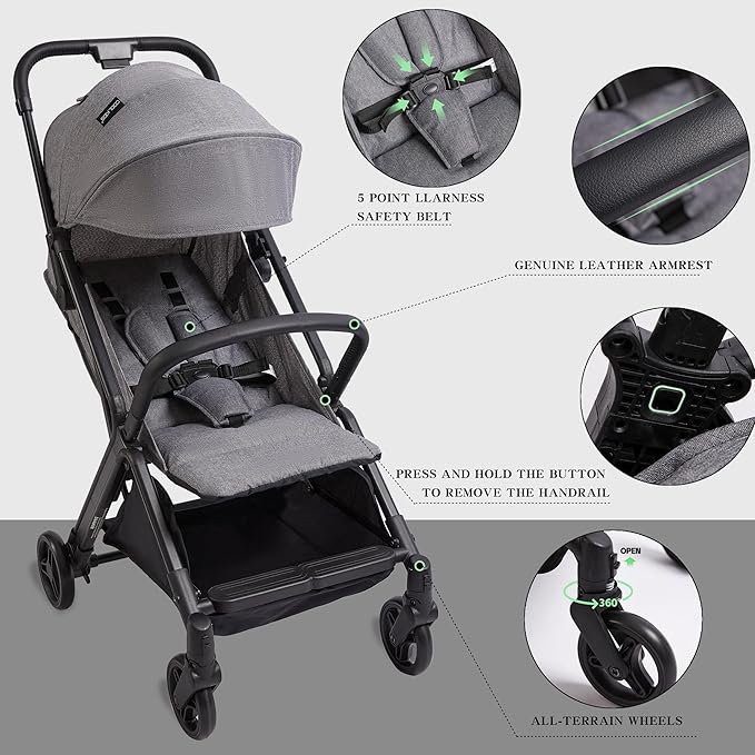 COOL KIDS Baby Stroller， Umbrella Stroller with Automatic Fold,Baby Strollers with Pop Out Sun Canopy,Baby Airplane Travel Essentials(Gray)