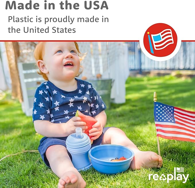 Re-Play 12 oz. Toddler Bowls Set of 4 - Kids Deep-Walled, Durable & Reusable Snack and Meal Bowls, Dishwasher & Microwave Safe, BPA-Free, Made in USA from Recycled Plastic, Grinchmas
