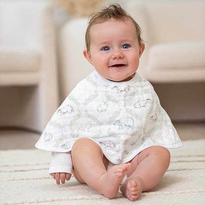 aden + anais Essentials Burpy Bib, 100% Cotton Muslin, Soft Absorbent 4 Layers, Multi-Use Burp Cloth and Bib, 22.5" X 11", Single, Harmony
