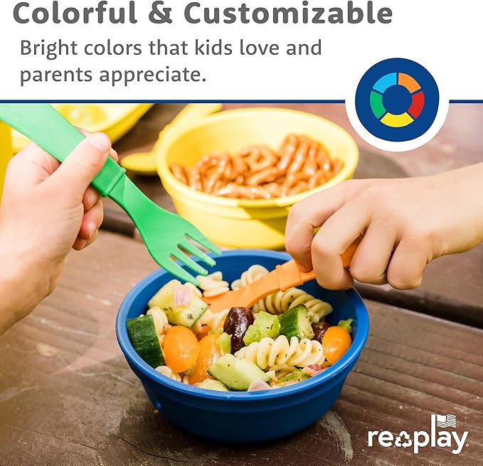 Re-Play Toddler Forks and Spoons Set - 4x4 Utensils Set for Kids - Dishwasher and Microwave Safe - Made in USA - Set of 8-5.8" x 1.2" x 0.2" - Princess