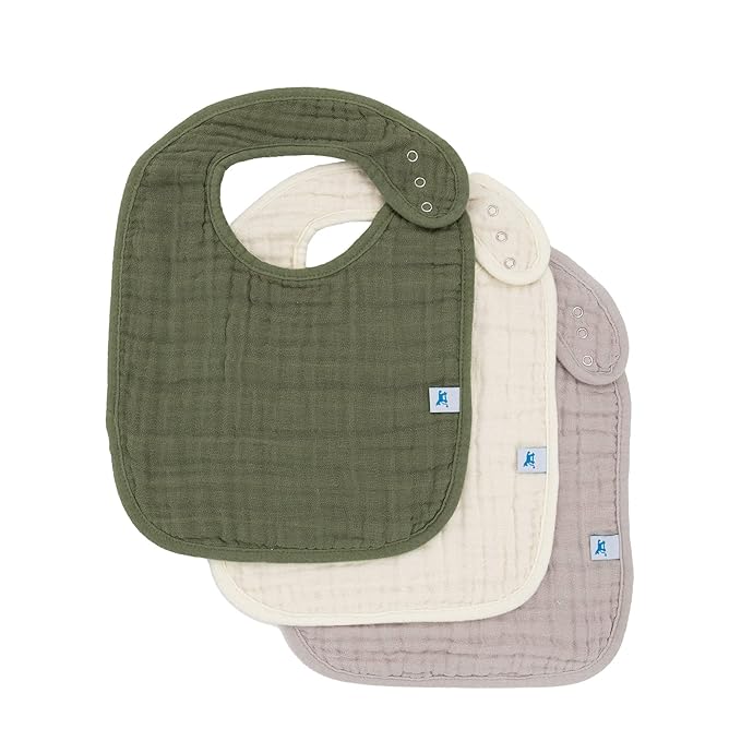 Little Unicorn Premium Classic Bib 3 pack | Adjustable as baby grows | Soft fabric on skin | Great for first time eaters (Fern 2)