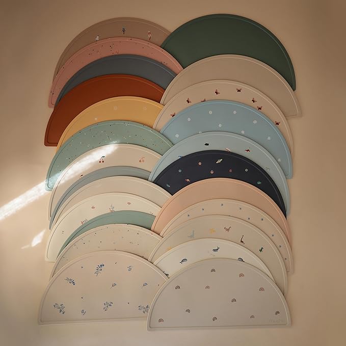 mushie Silicone Placemat for Kids | BPA-Free Non-Slip Design (Cambridge Blue Confetti)