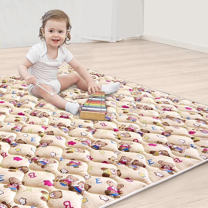 High-Density Foam Baby Play Mat, 59x59 Inches Thicken One-Piece Comfortable and Soft Playmat, Non Slip Machine Washable Floor Mat for Infants, Tapete para Bebes,Toddlers